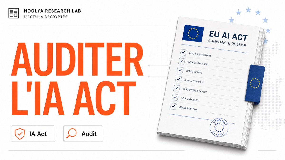 Couverture éditoriale sur l'audit IA Act avec dossier de conformité européen