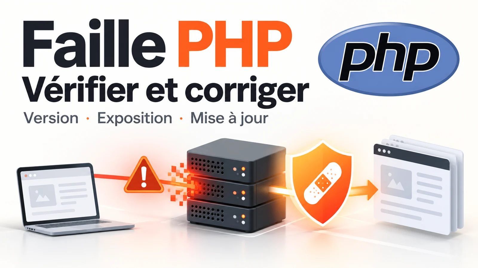 Vérification défensive d’un site PHP : moteur web, paquet corrigé, renouvellement des processus et contrôles de fonctionnement après intervention.