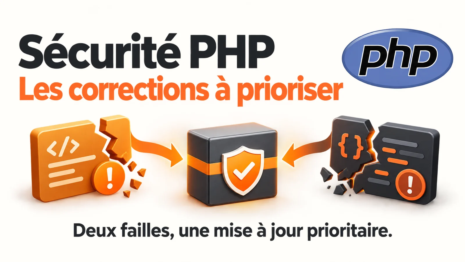 Campagne de correction PHP : deux avis de sécurité, inventaire des services, priorités, intervention et preuves de correction pour chaque environnement.