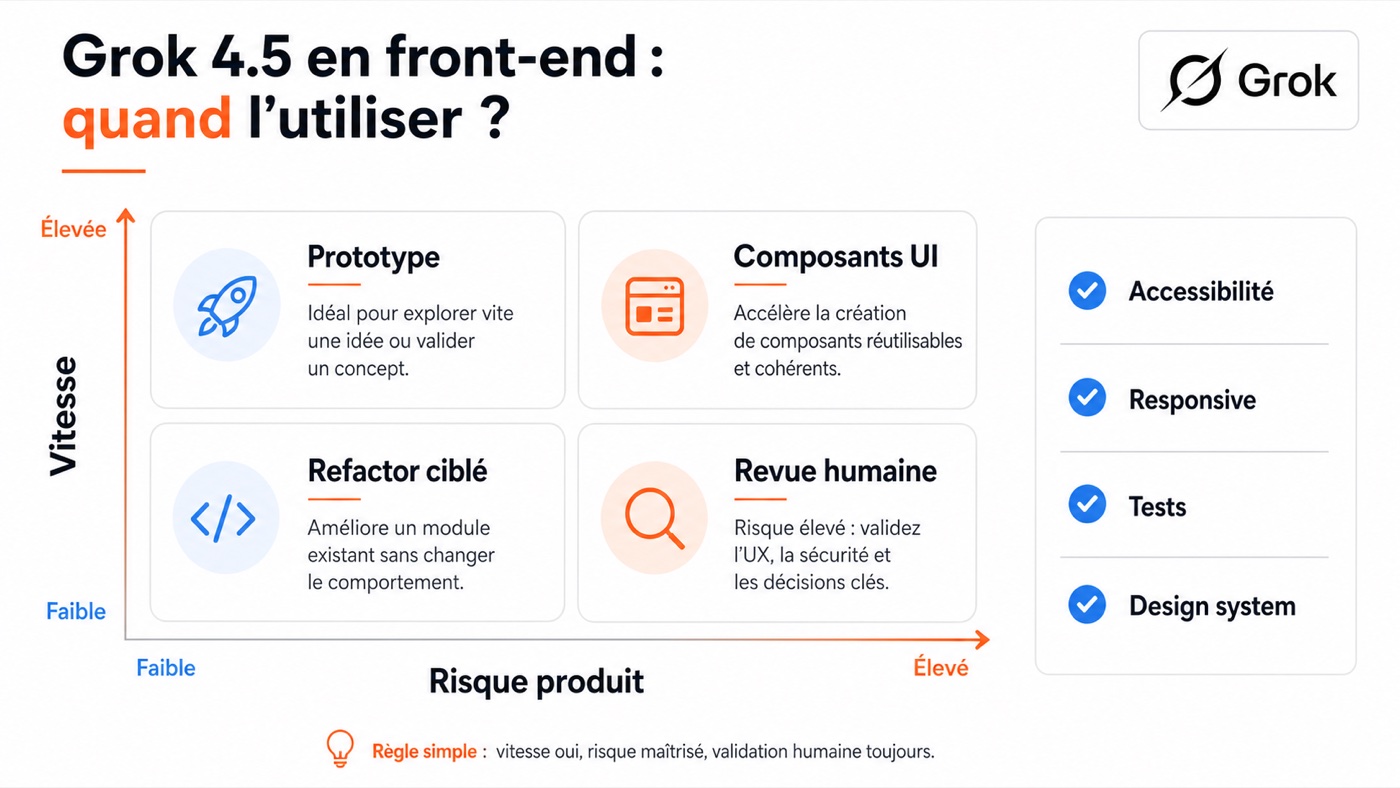 Matrice d’usage Grok 4.5 en front-end