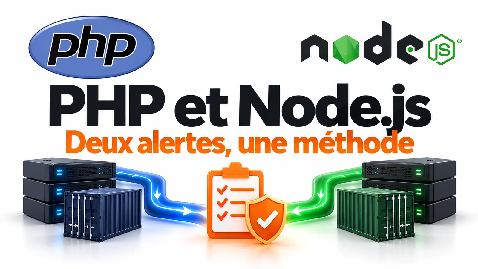 Comparatif des alertes PHP et Node.js du 21 octobre 2026 : versions corrigées, fins de support, inventaire des serveurs et conteneurs, preuves après intervention.